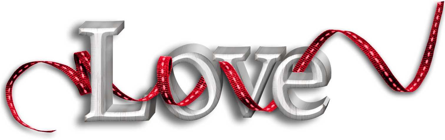 3 D Love Text Design PNG Image