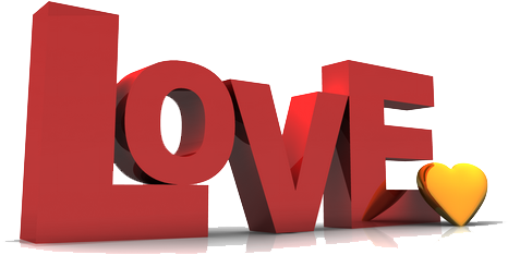 3 D Love Text Heart Graphic PNG Image