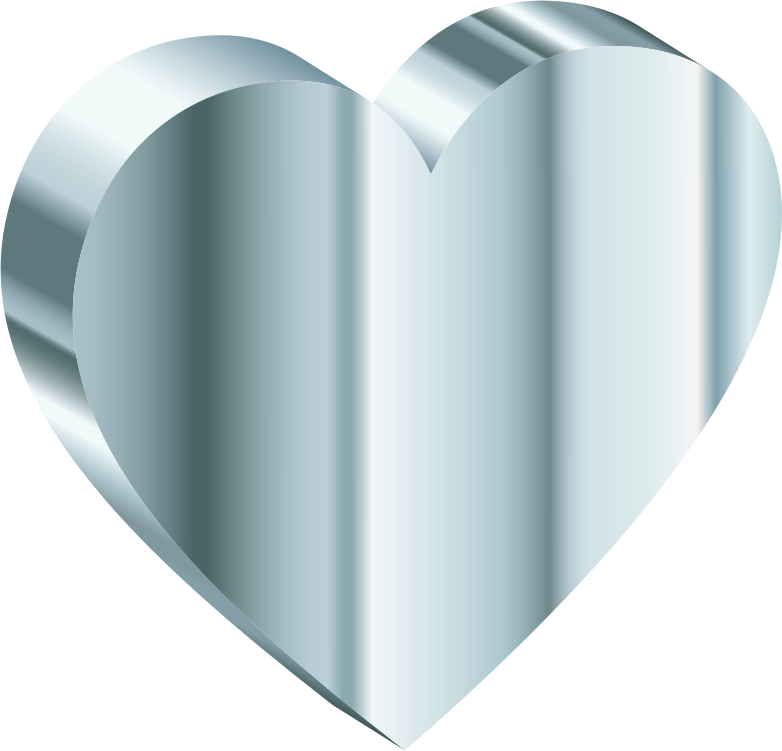 3 D Metallic Heart Graphic PNG Image