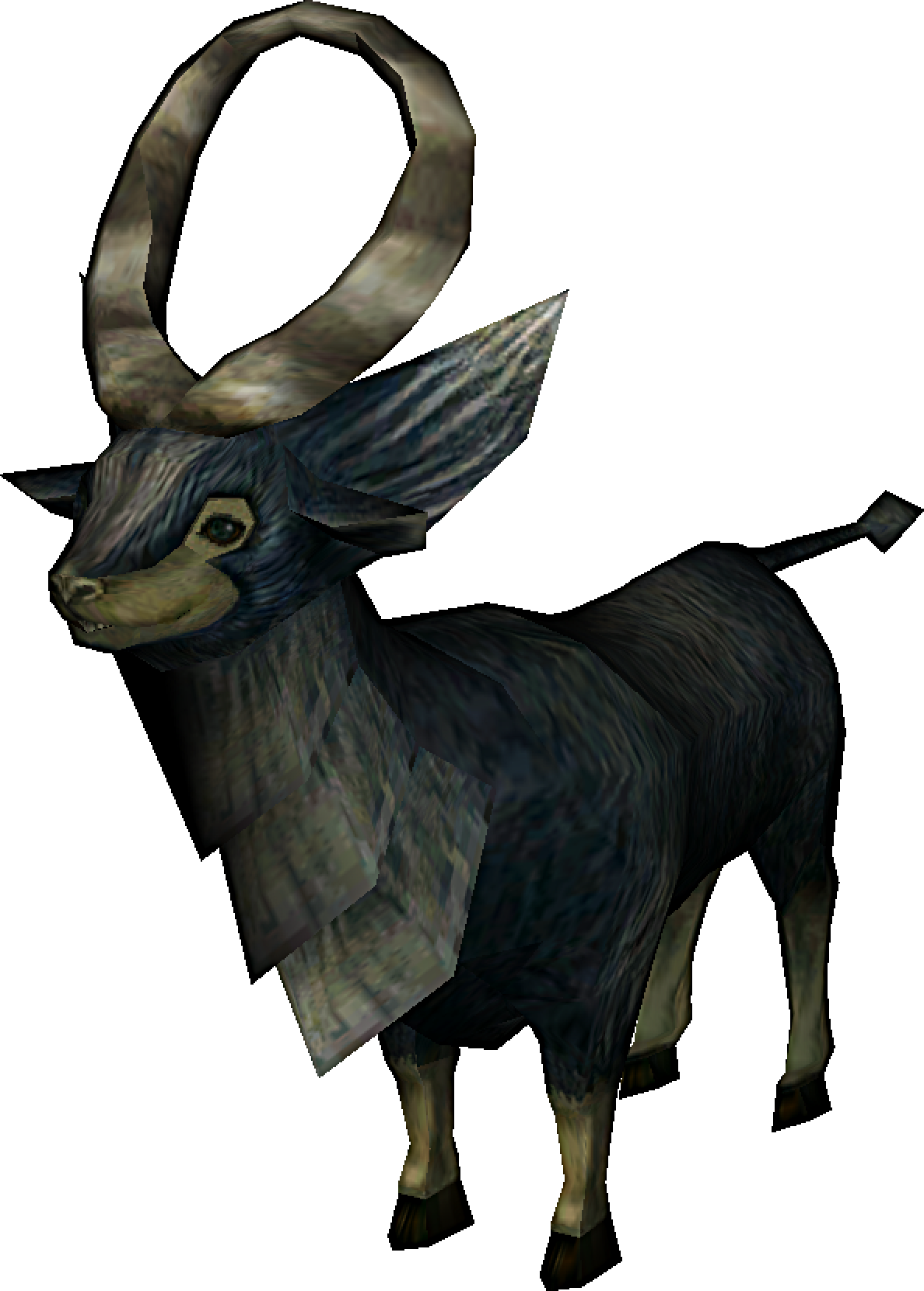 3 D Model Black Goatwith Curved Horns PNG Image