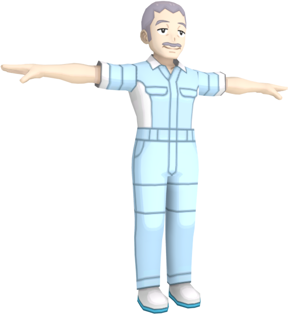 3 D Modelof Janitor With Arms Outstretched PNG Image