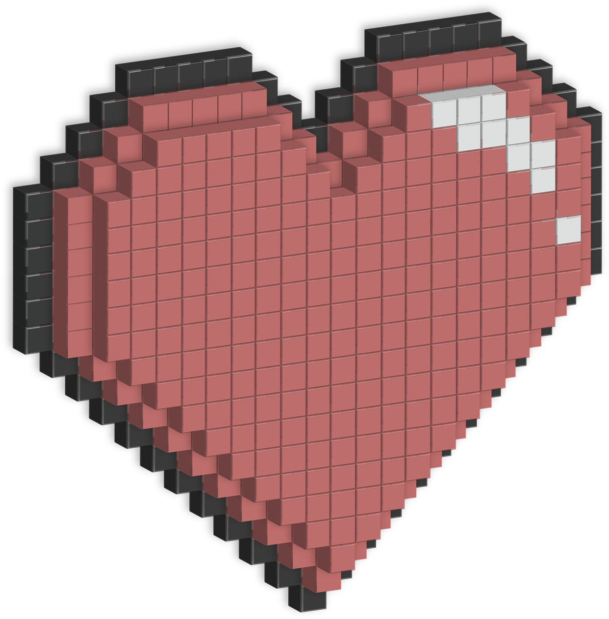 3 D Pixel Heart Graphic PNG Image