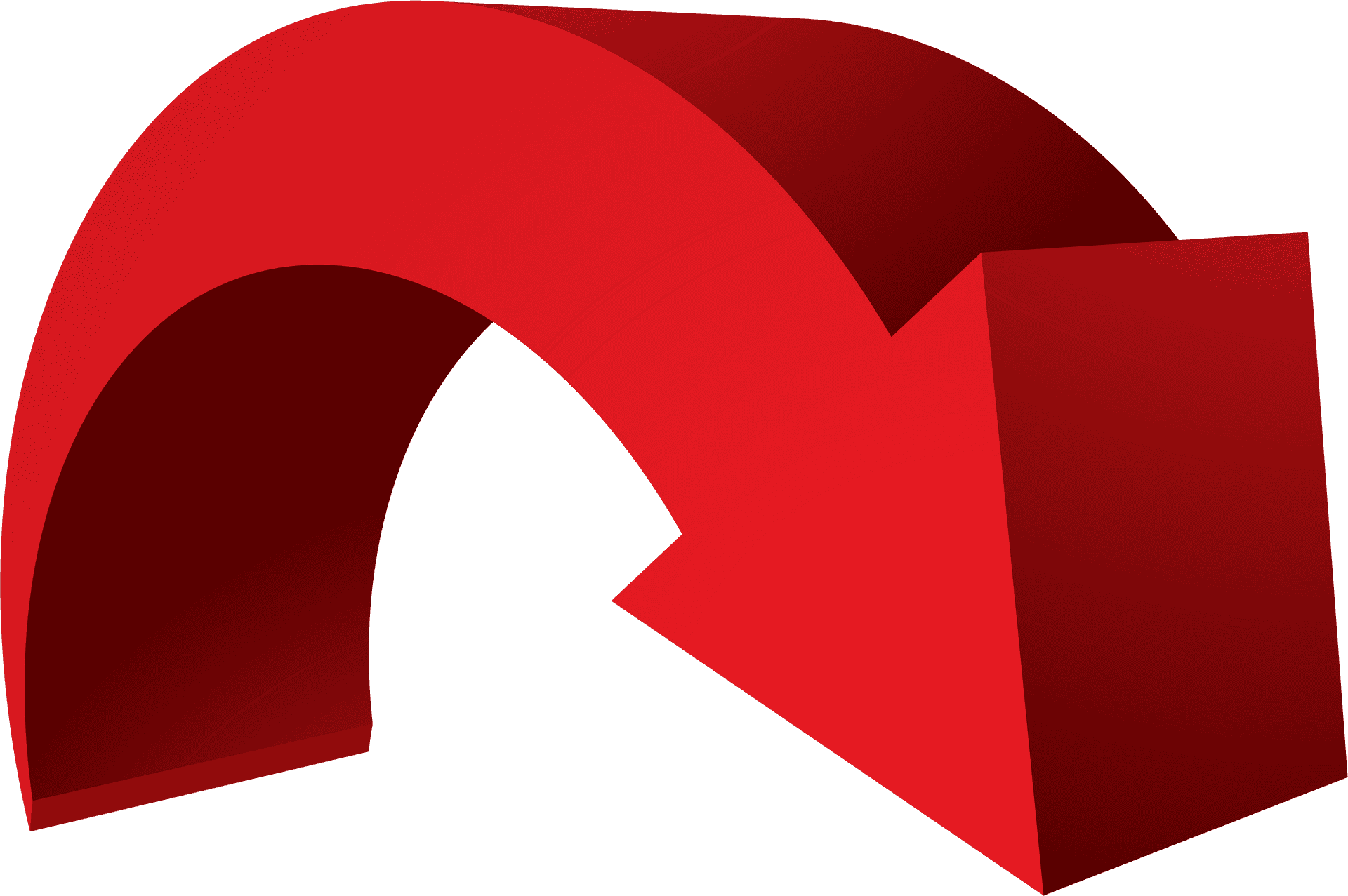 3 D Red Arrow Curved Clipart PNG Image