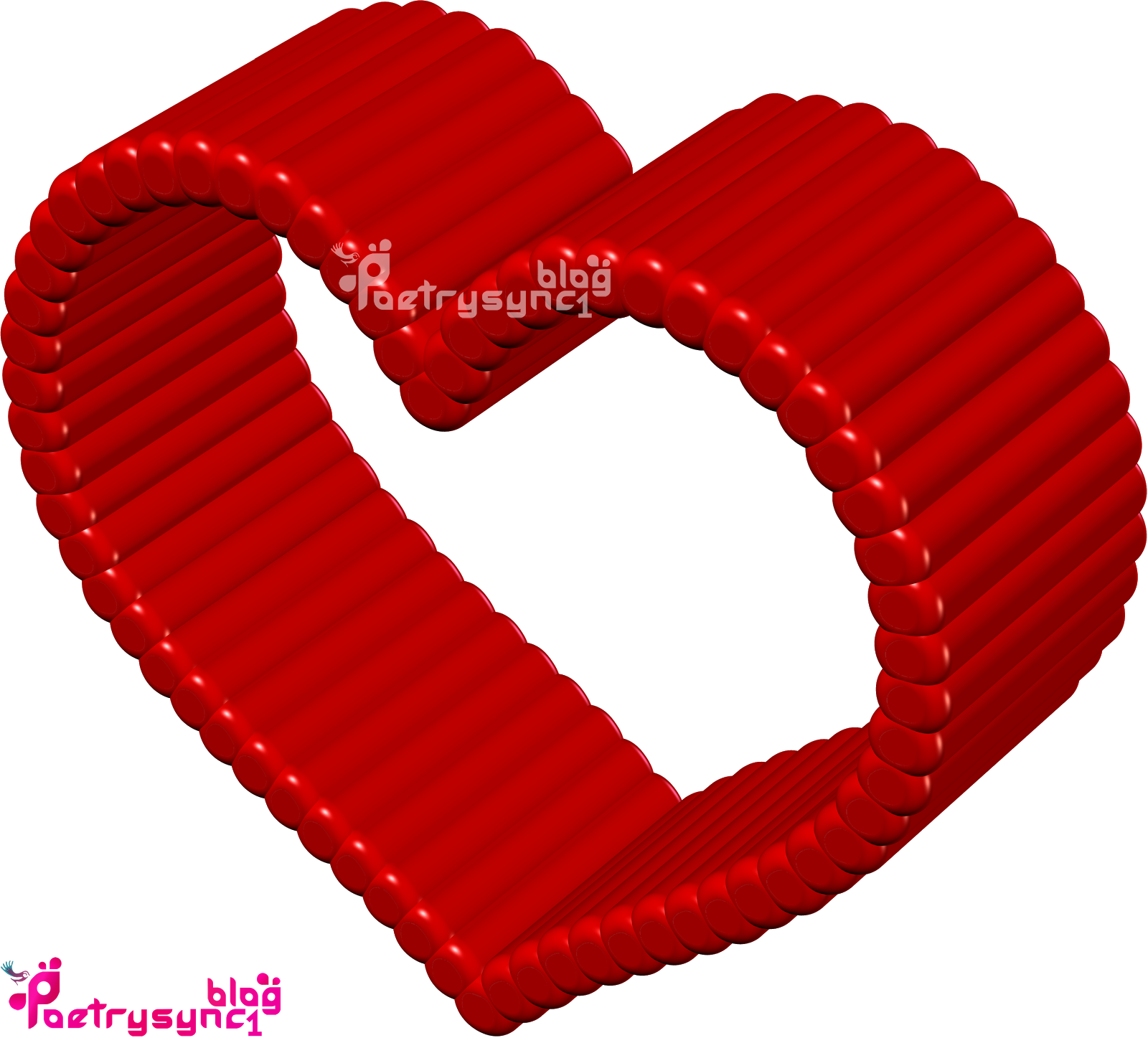 3 D Red Balloon Heart Structure PNG Image