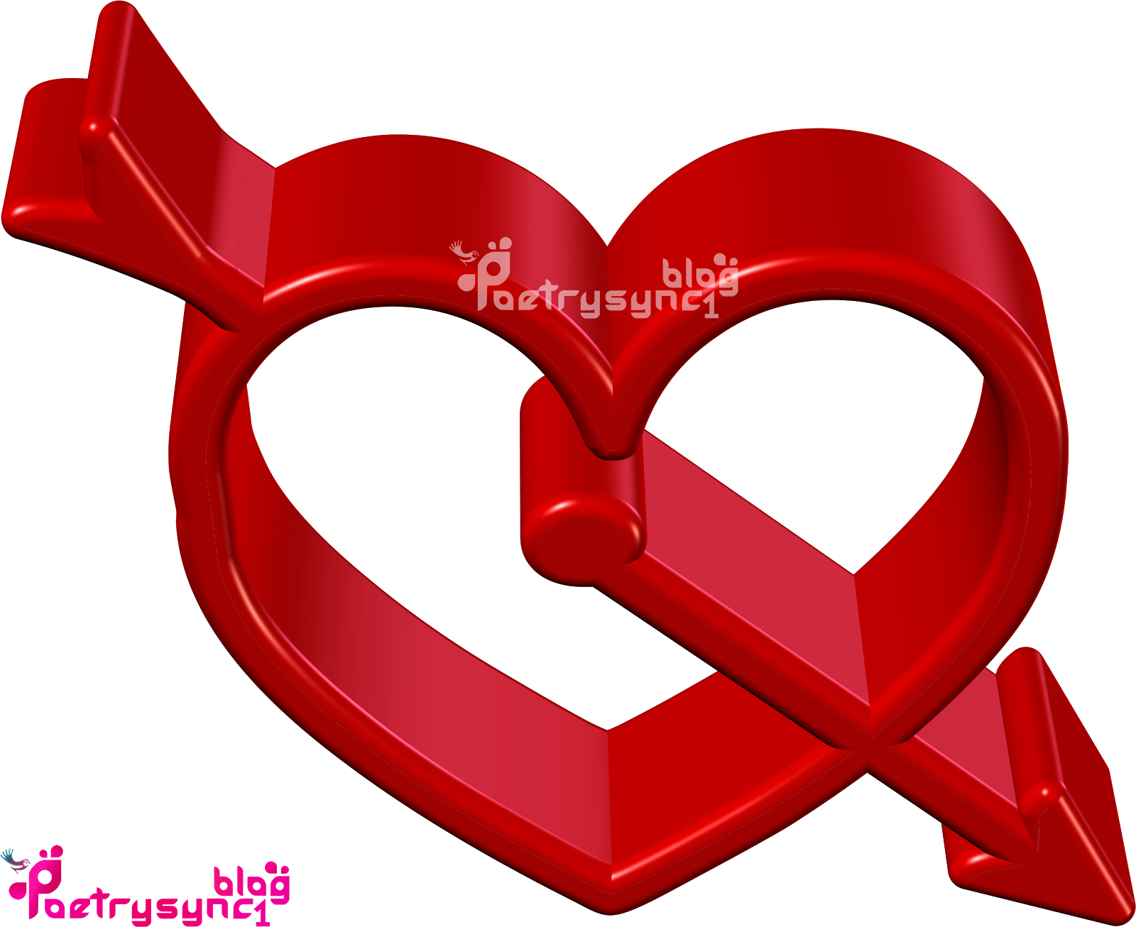 3 D Red Heart Arrow Design.png PNG Image