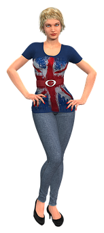 3 D Rendered Blonde Woman Hands On Hips PNG Image