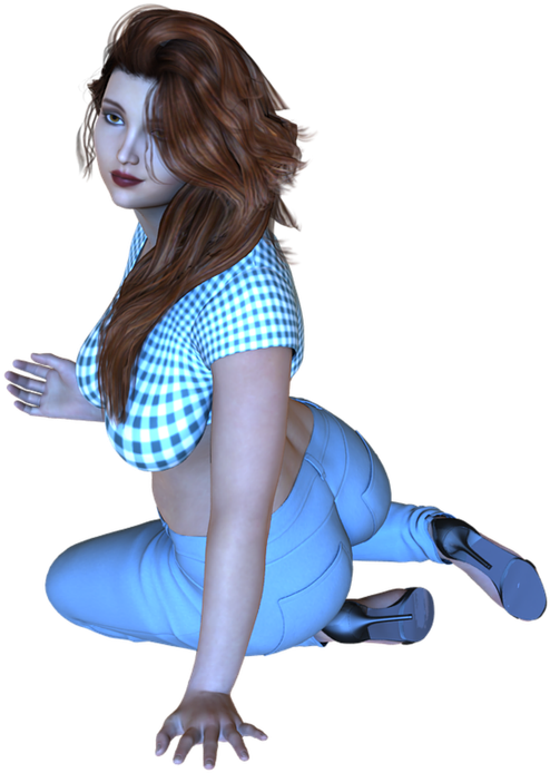 3 D Rendered Female Character Posing PNG Image