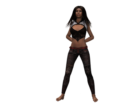 3 D Rendered Female Character Standing PNG Image