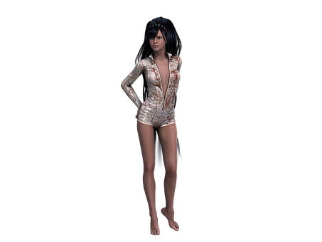 3 D Rendered Female Characterin Bodysuit PNG Image