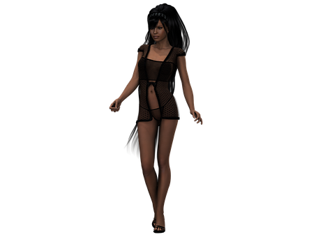 3 D Rendered Female Characterin Lingerie PNG Image