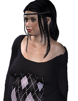 3 D Rendered Portraitofa Girl PNG Image