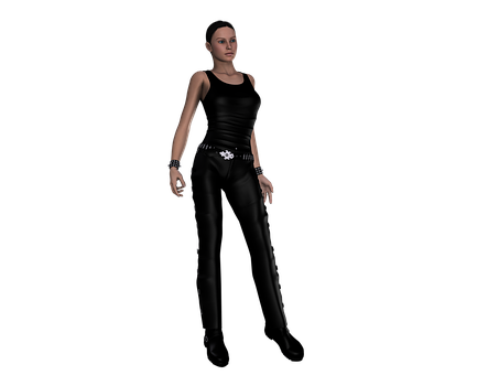 3 D Rendered Womanin Black Attire PNG Image