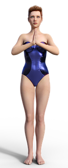 3 D Rendered Womanin Blue Swimsuit PNG Image