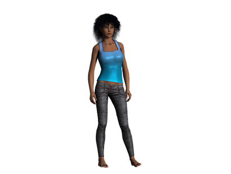 3 D Rendered Womanin Casual Attire PNG Image