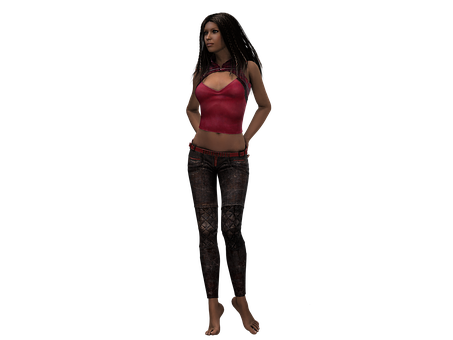 3 D Rendered Womanin Casual Attire PNG Image