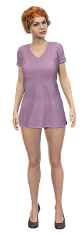 3 D Rendered Womanin Purple Dress PNG Image