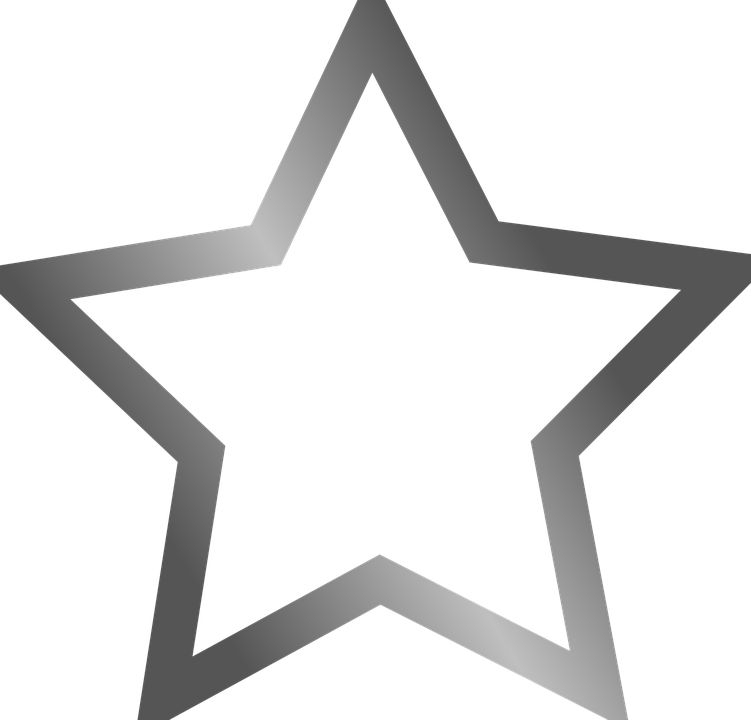 3 D Silver Star Outline PNG Image