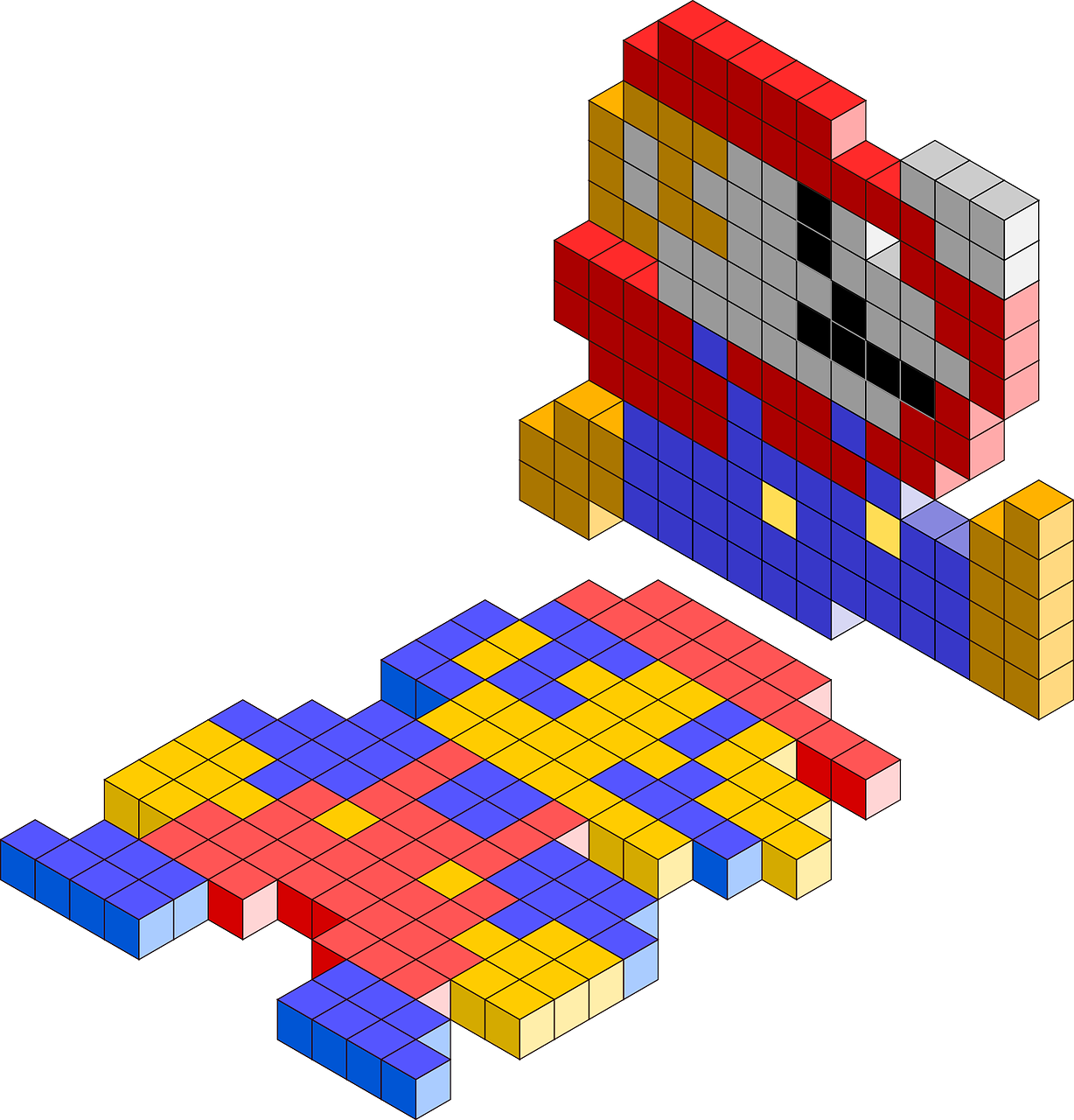 3 D Tetris Blocks Formation PNG Image