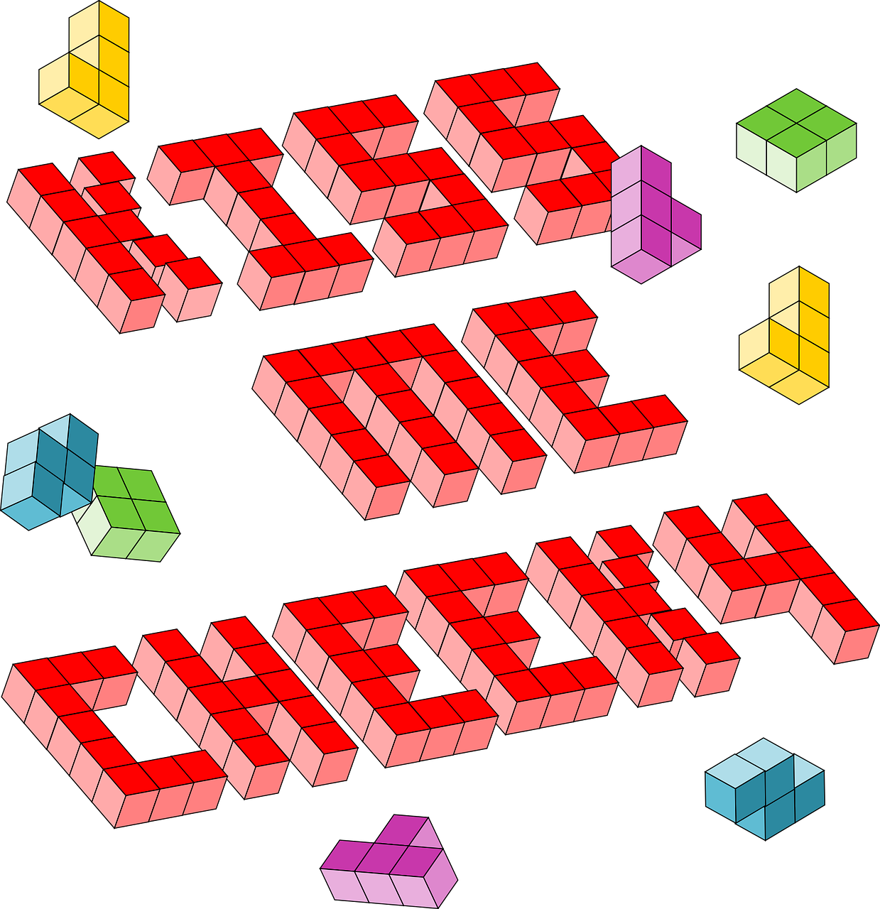 3 D Tetris Blocks Spelling Just One Week PNG Image