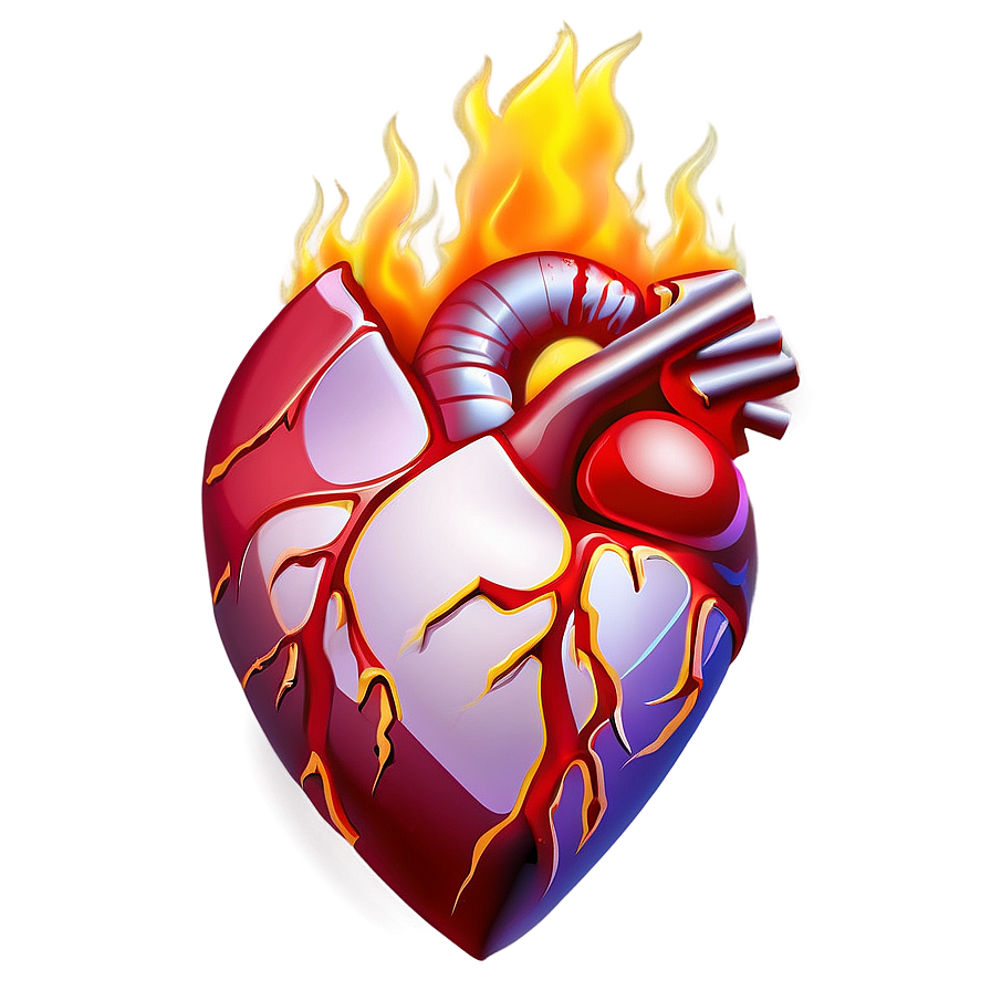 3d Heart On Fire Png Tfc PNG Image