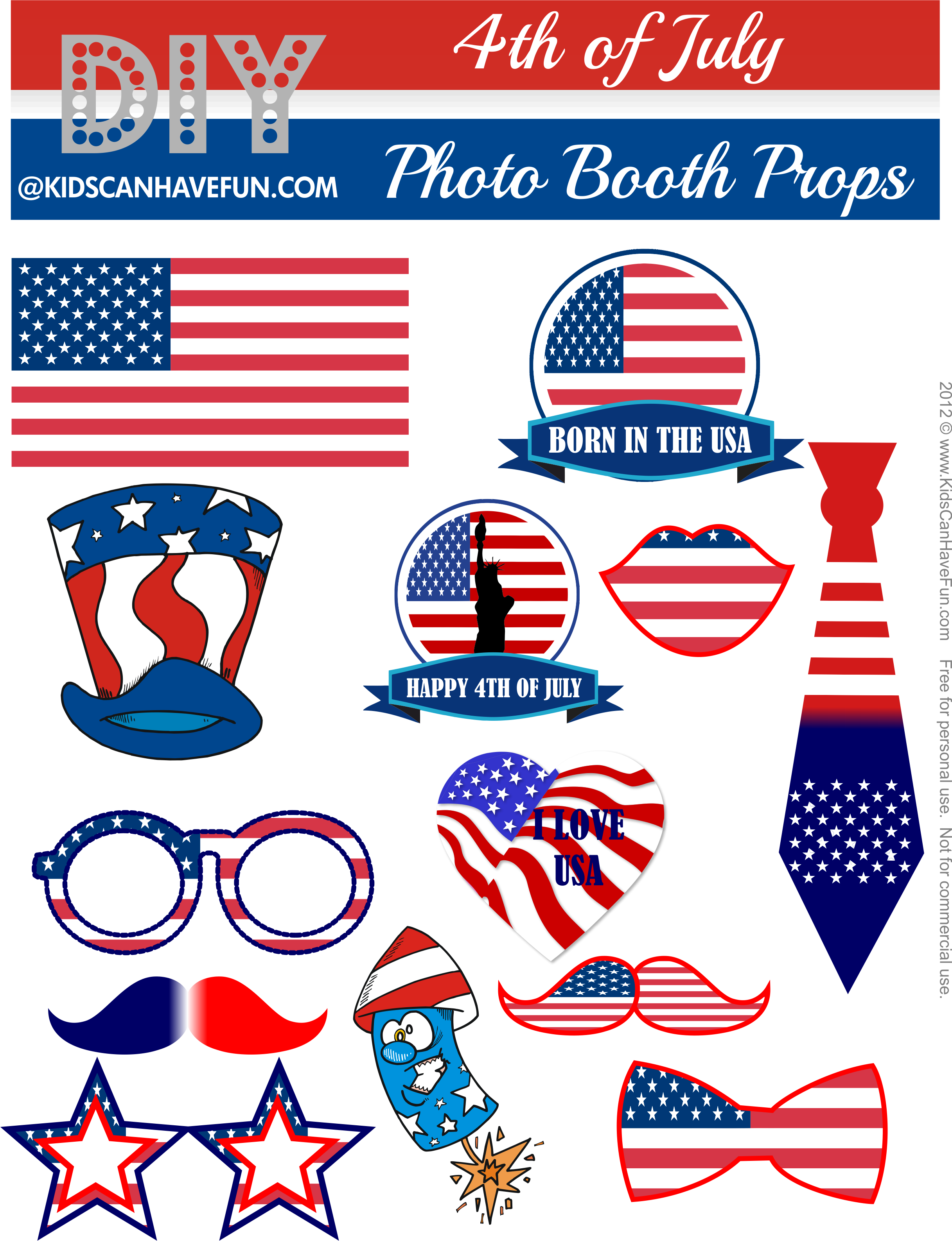 4thof July Photo Booth Props PNG Image