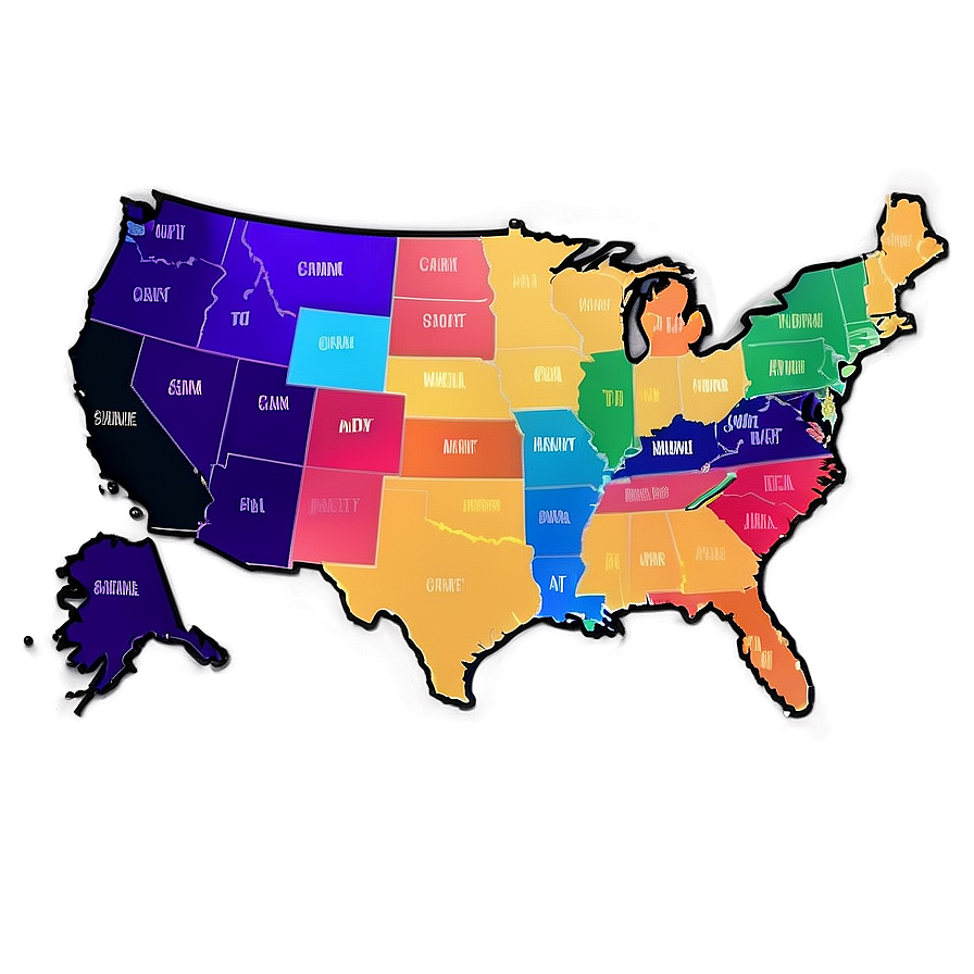 50 States Colorful Png 75 PNG Image