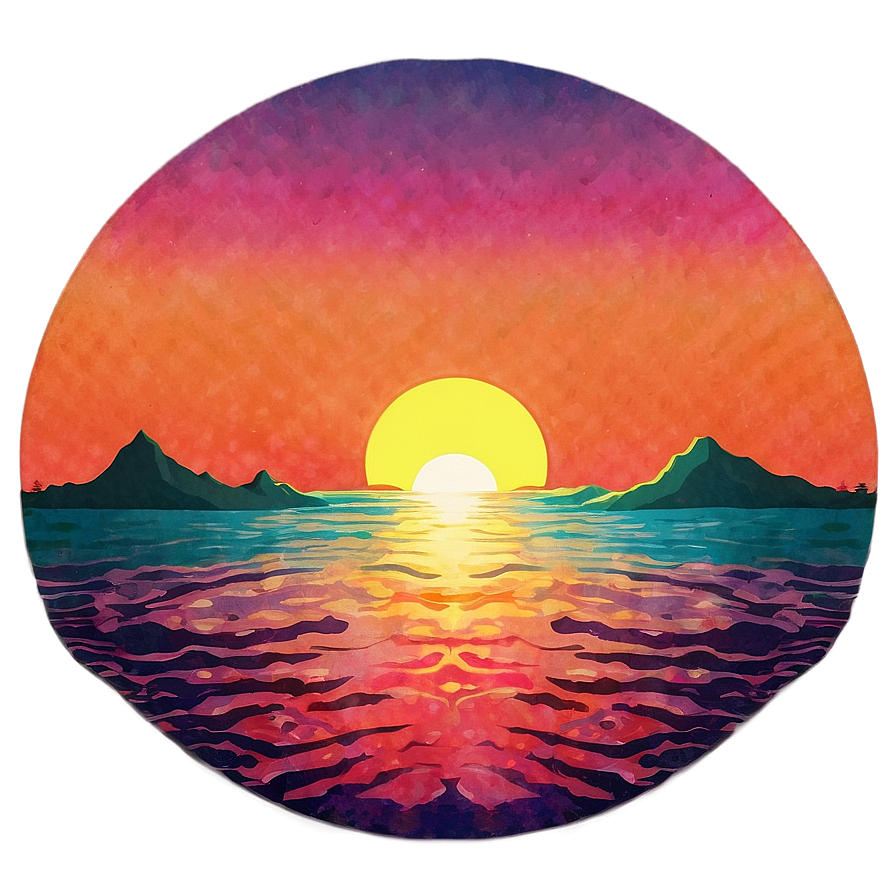 70s Retro Sunset Aesthetic Png Ocb PNG Image