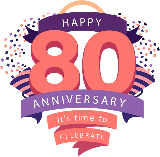 80th Anniversary Celebration Banner PNG Image