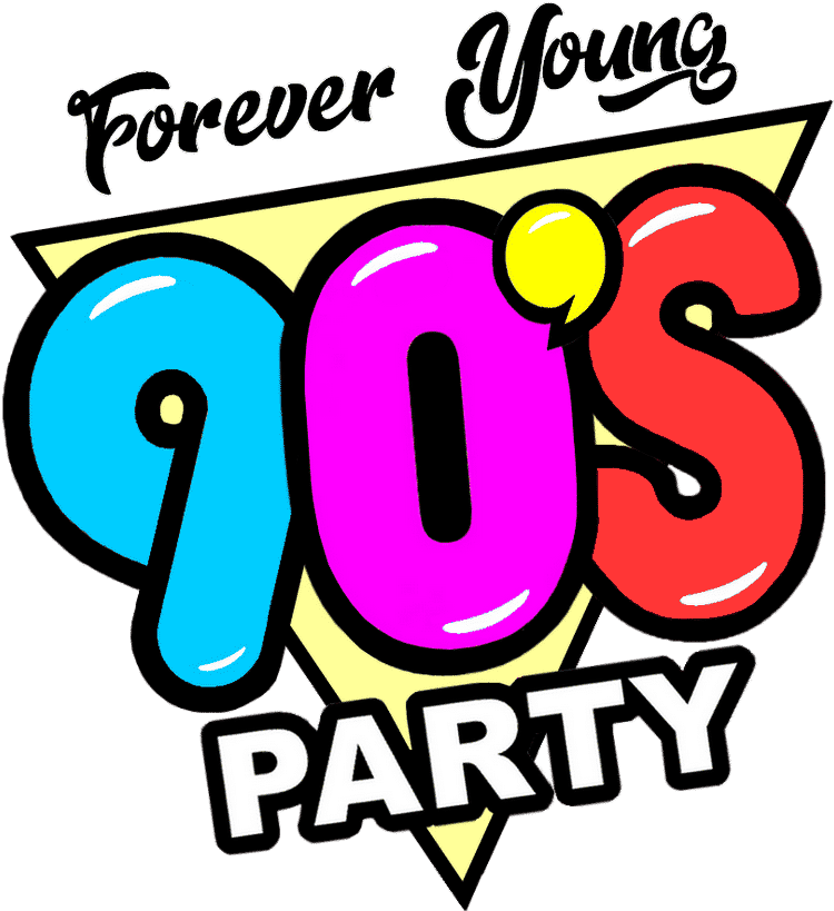 90s Forever Young Party Graphic PNG Image