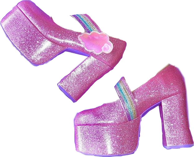 90s Sparkly Platform Shoes PNG Image