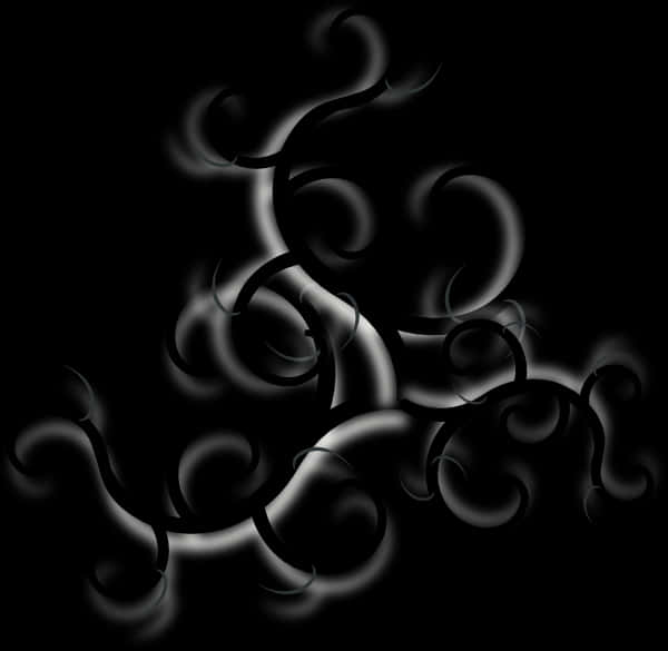 A Black And White Swirly Design PNG Image