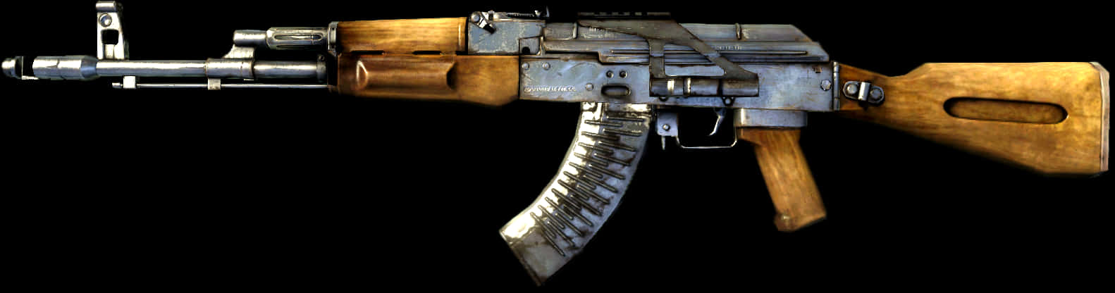 A K47 Assault Rifle Profile PNG Image