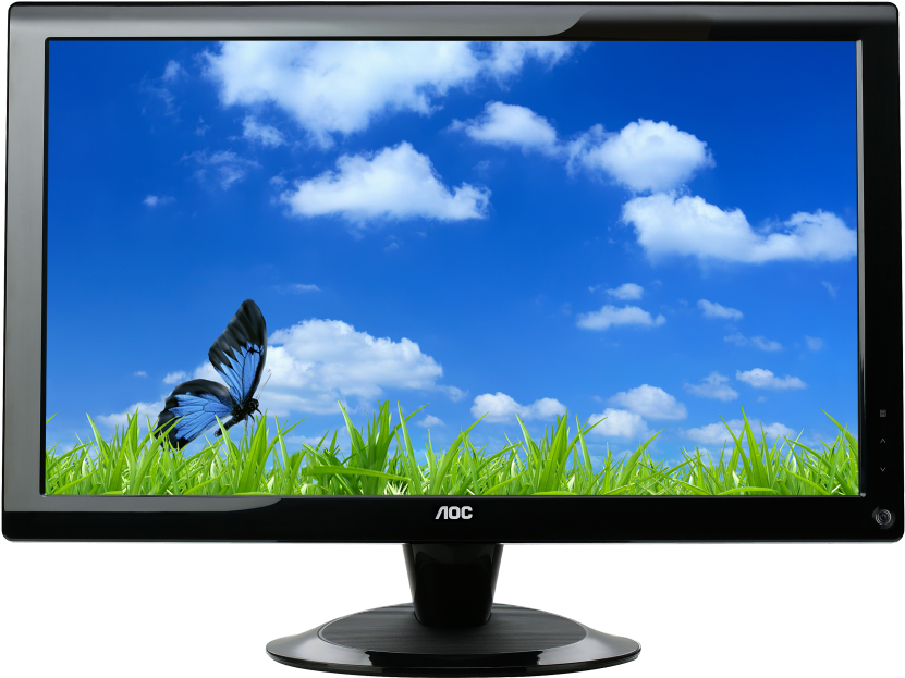 A O C Monitor Butterfly Nature Display PNG Image