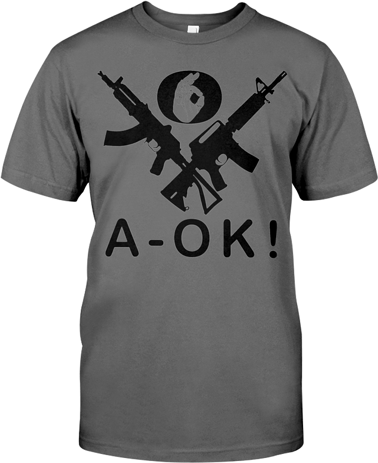 A O K Gun Tshirt Design PNG Image