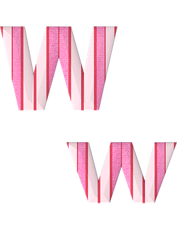 A Pink And White Striped Letters PNG Image