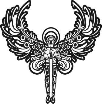 Abstract Angel Wingsand Sword Design PNG Image