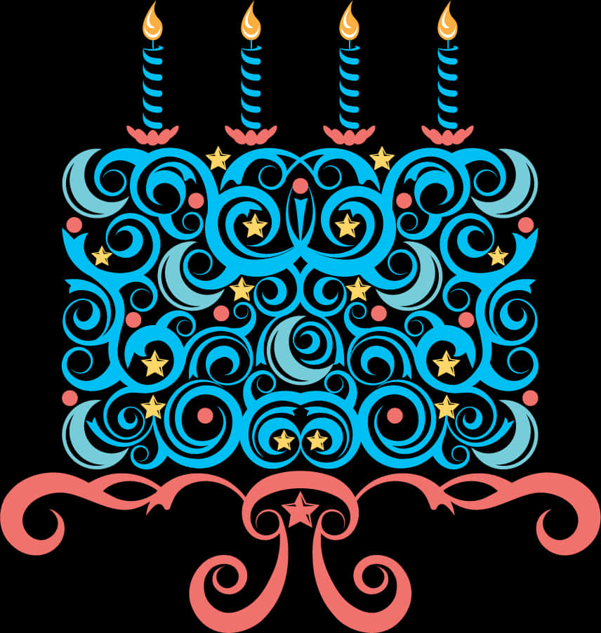 Abstract Birthday Cake Design PNG Image