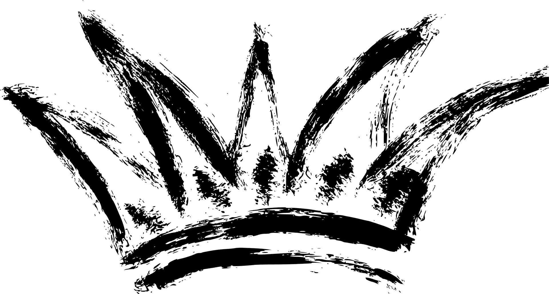 Abstract Black Brush Stroke Crown PNG Image