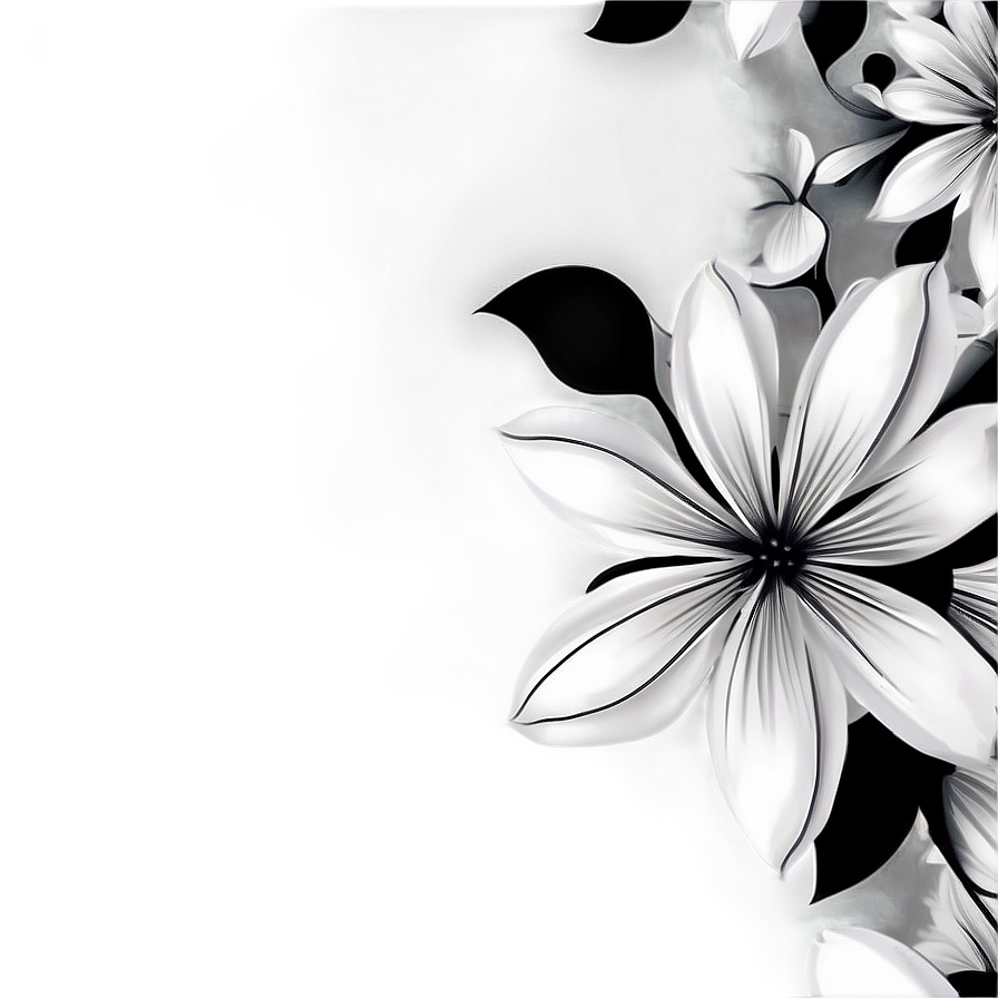 Abstract Black White Flowers Png Hbu PNG Image