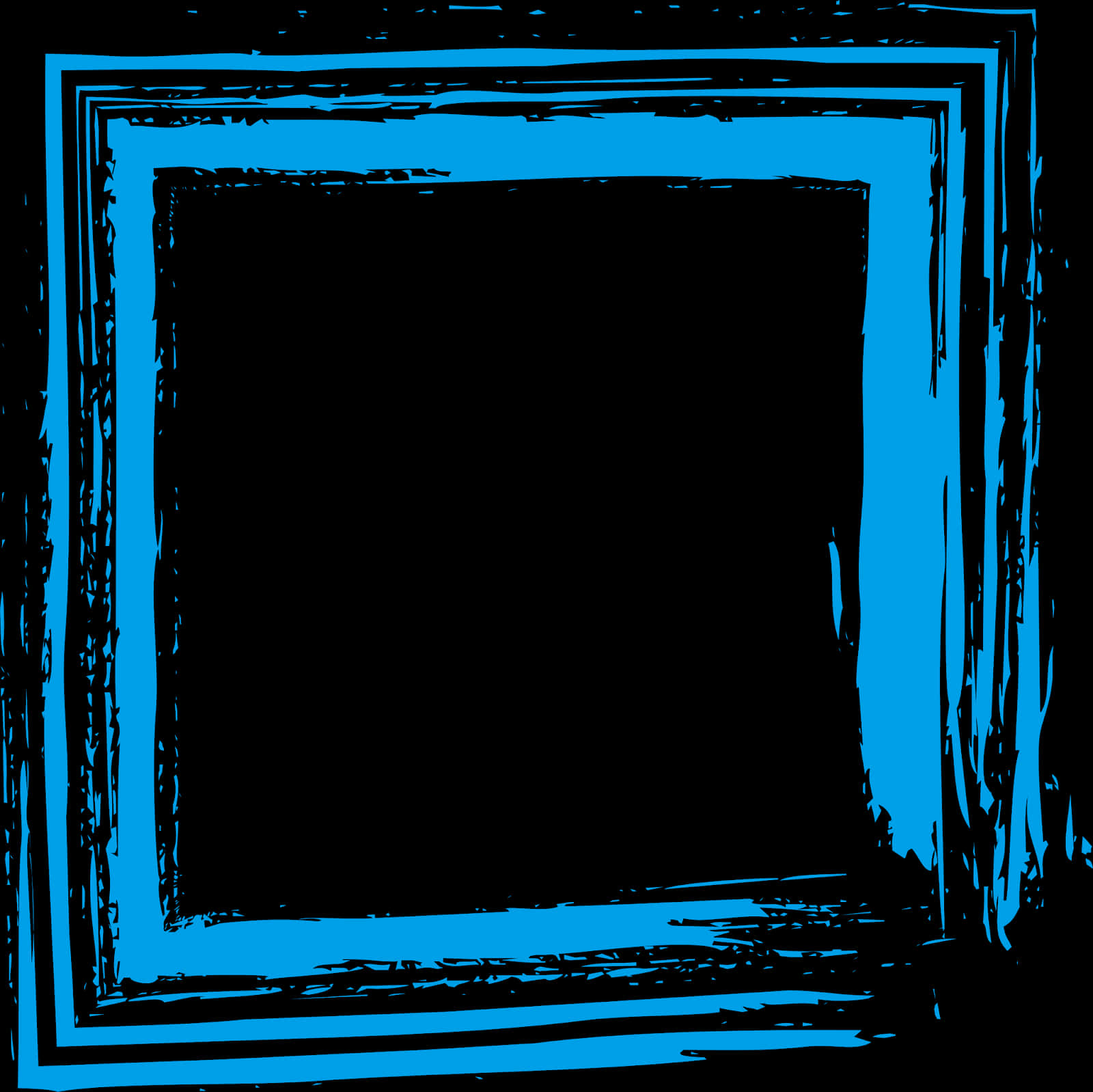 Abstract Blue Brushstroke Frame PNG Image