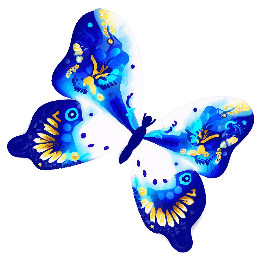 Abstract Blue Butterfly Artwork Png Kdy PNG Image