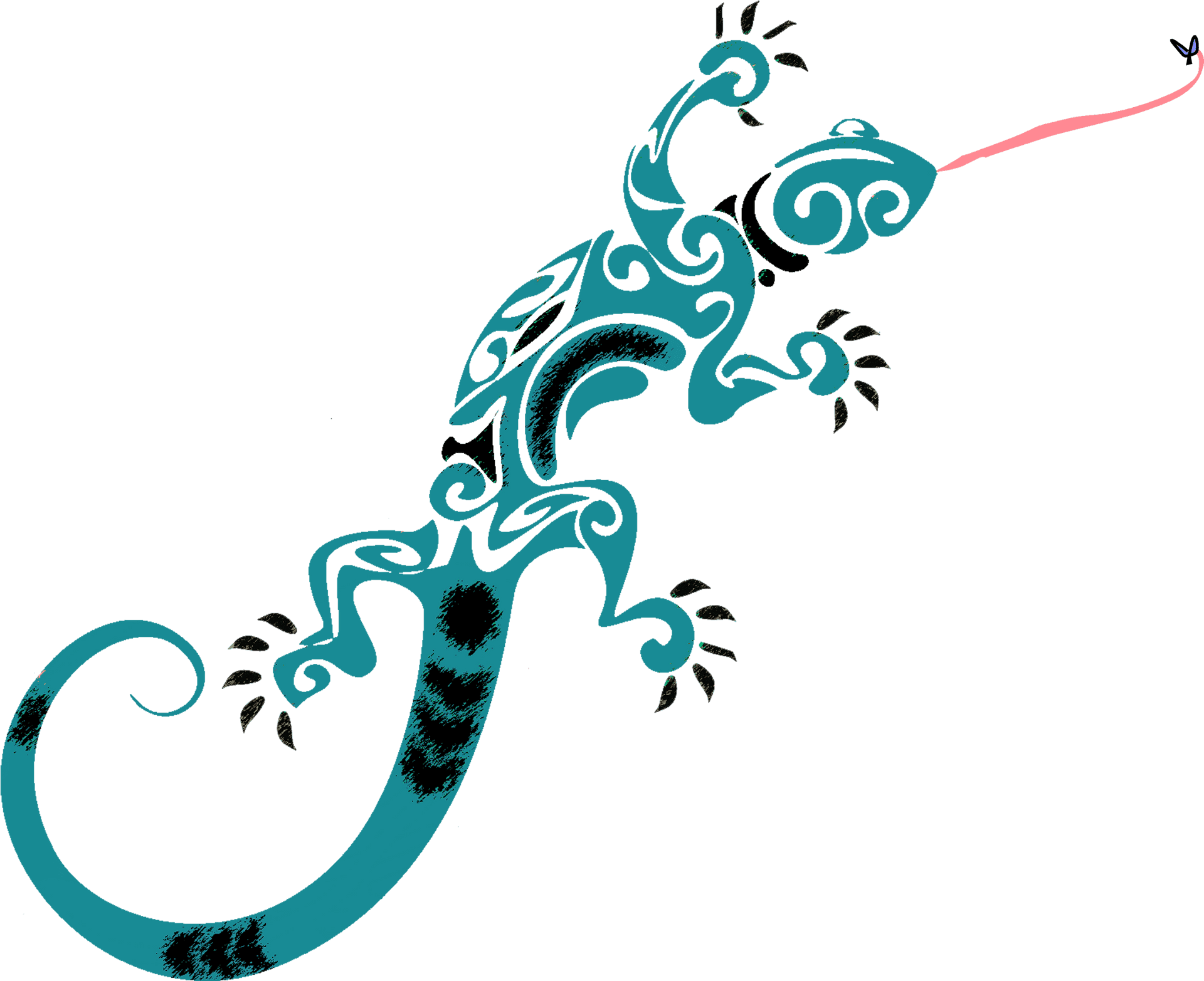 Abstract Blue Lizard Illustration.png PNG Image