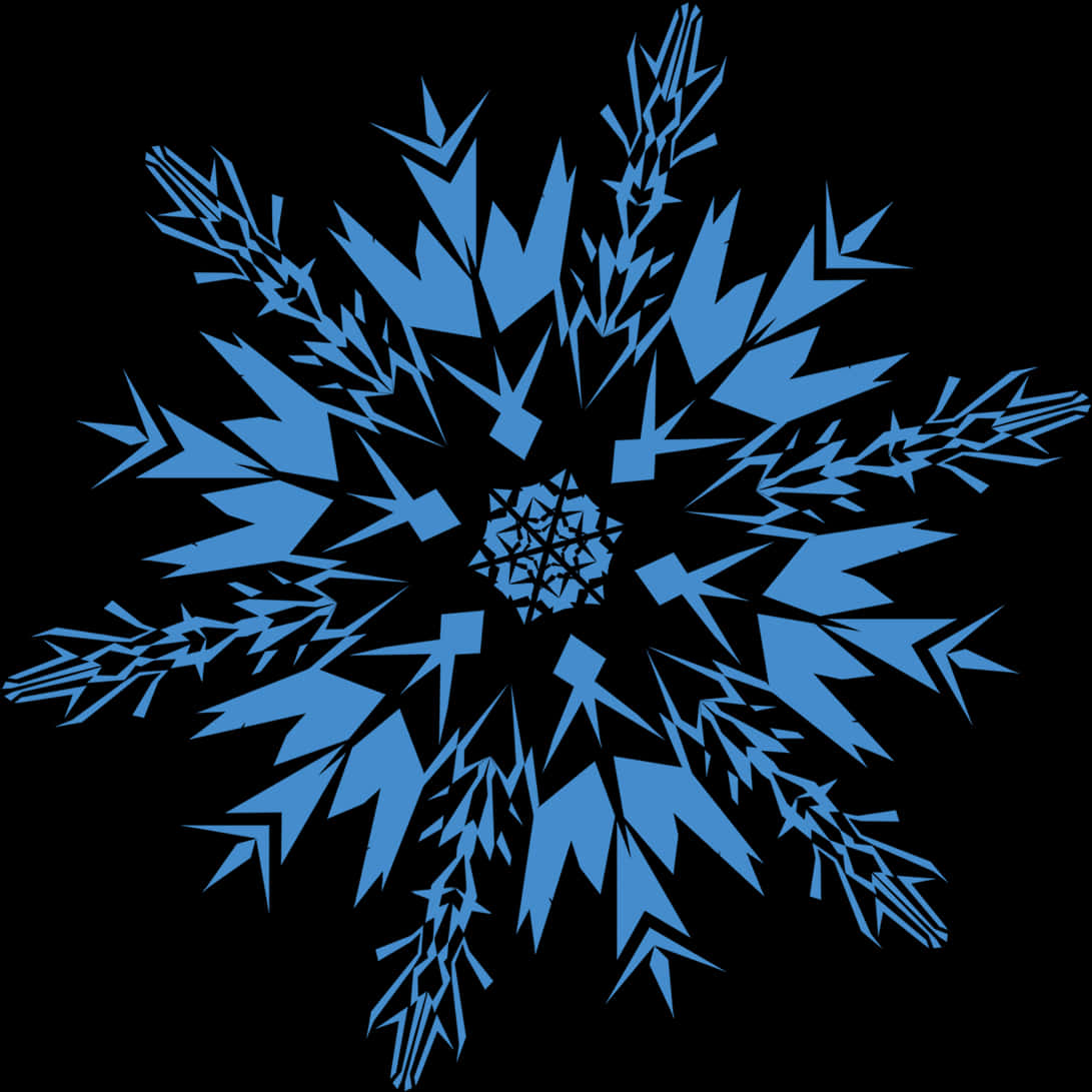 Abstract Blue Snowflake Design PNG Image