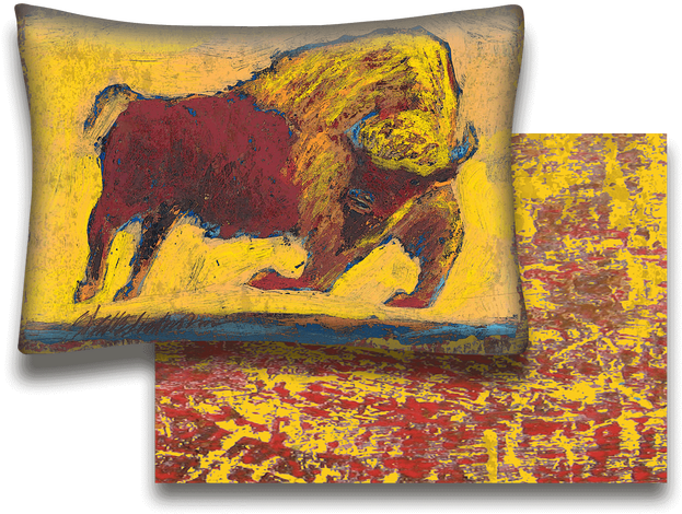 Abstract Bull Art Pillow PNG Image