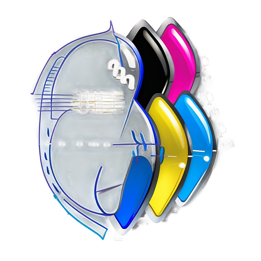 Abstract C M Y K Guitar Design PNG Image