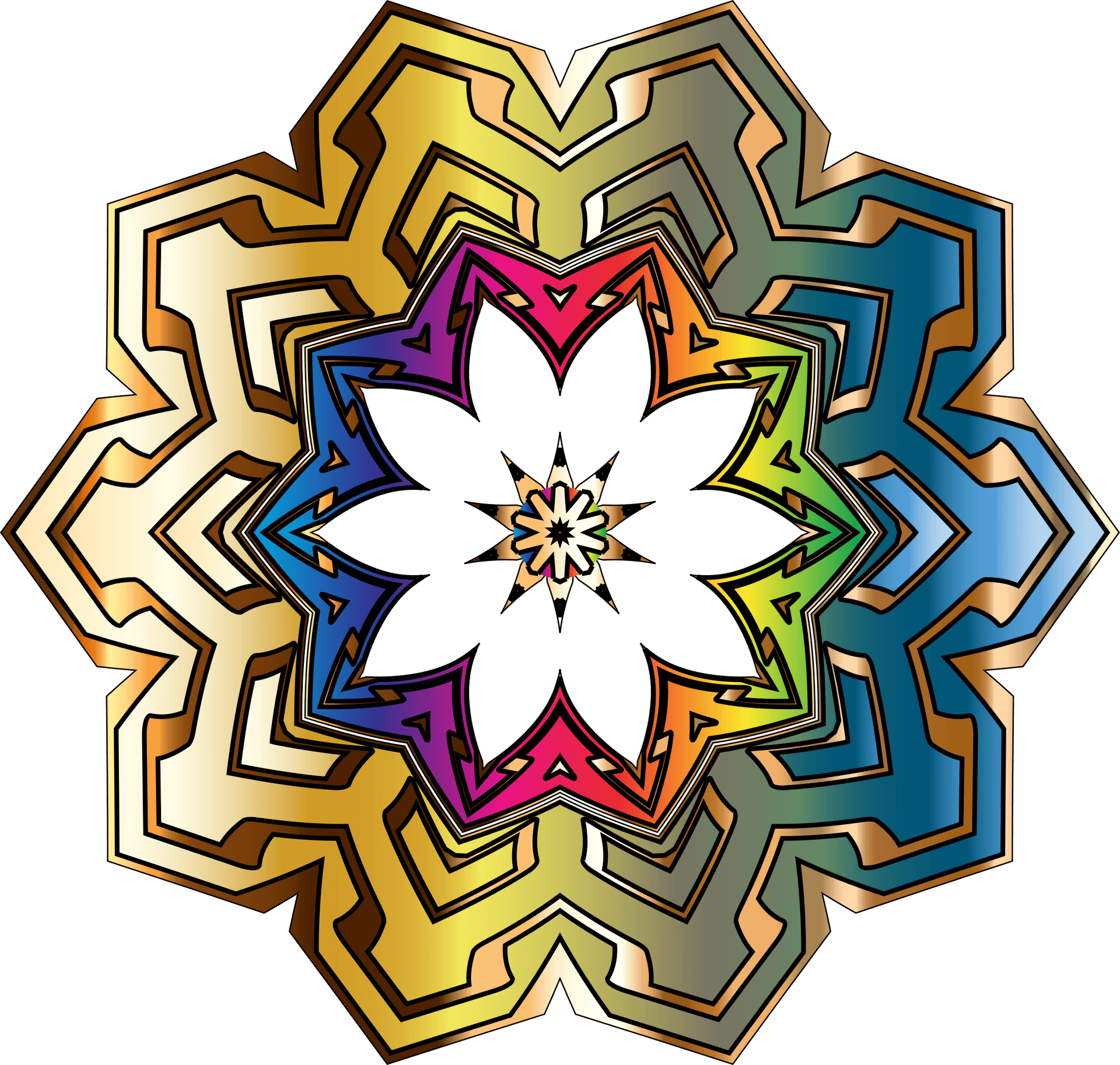 Abstract Chrysanthemum Kaleidoscope Art PNG Image