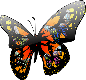 Abstract Colorful Butterfly Art PNG Image