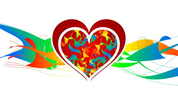 Abstract Colorful Heart Design PNG Image