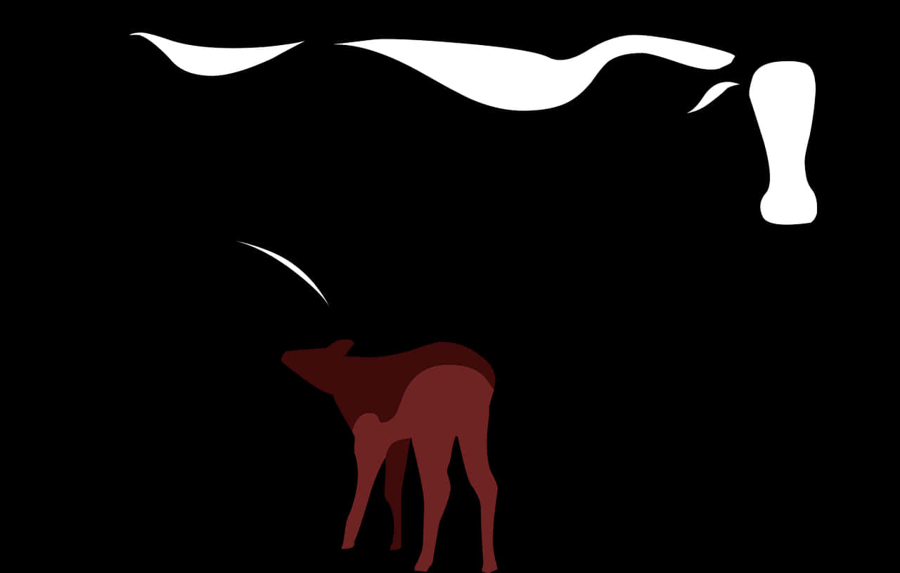 Abstract Cowand Calf Silhouette PNG Image