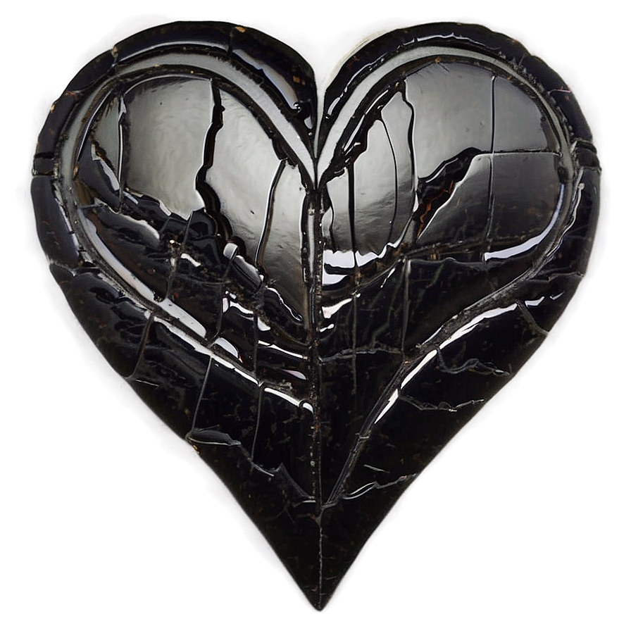 Abstract Expressionist Black Broken Heart Png 70 PNG Image